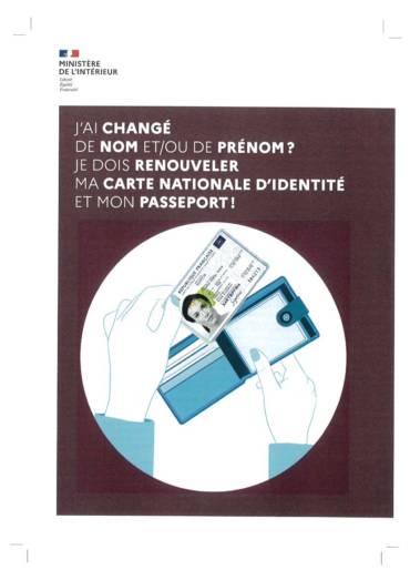 Renouvellement de la CNI et du Passeport suite à un changement de nom ou de prénom