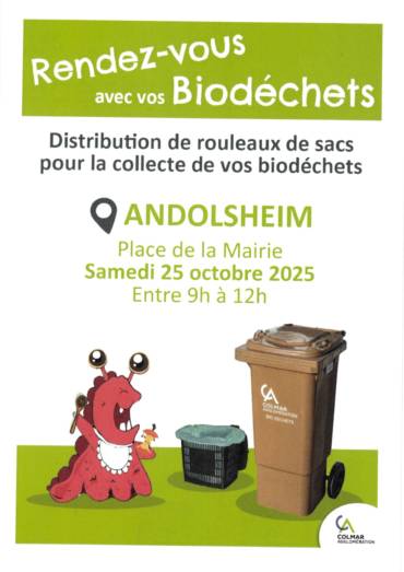 Distribution de sacs biodéchets le 25/10