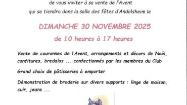 Exposition-vente 2025 du Club Bel Automne – Dimanche 30 novembre 2025