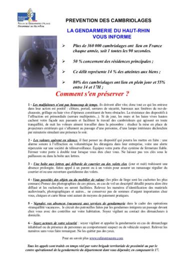 Alerte cambriolages